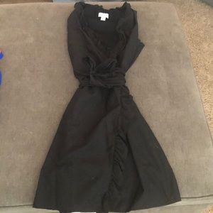 Ann Taylor Loft ruffled black faux wrap dress.